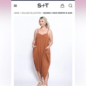 SMASH + TESS X THE BIRDS PAPAYA
SQUIRREL V-NECK ROMPER IN ACORN BROWN SIZE 2X